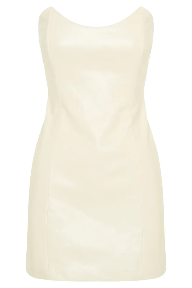 Women Meshki Two Piece Sets Sophie Faux Leather Strapless Mini Dress 8211 Bone