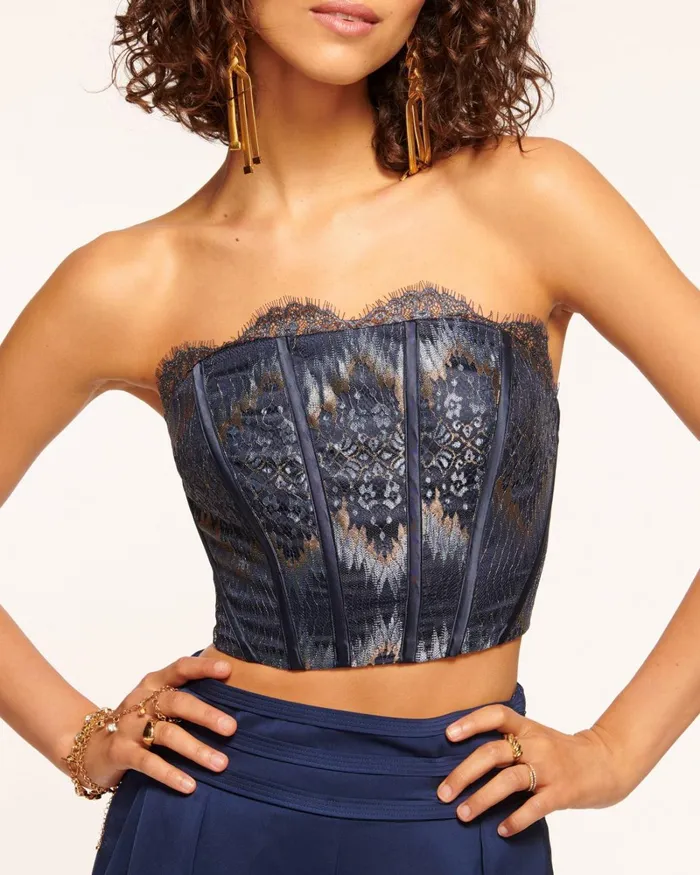 Women Mia Strapless Corset Top Navy Lace Ramy Brook Tops Women Mia Strapless Corset Top Navy Lace Ramy Brook Tops