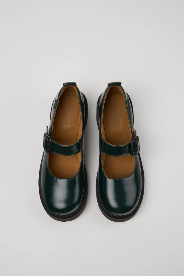 Women Milah Green Leather Mary Jane Camper Ballerinas Women Milah Green Leather Mary Jane Camper Ballerinas