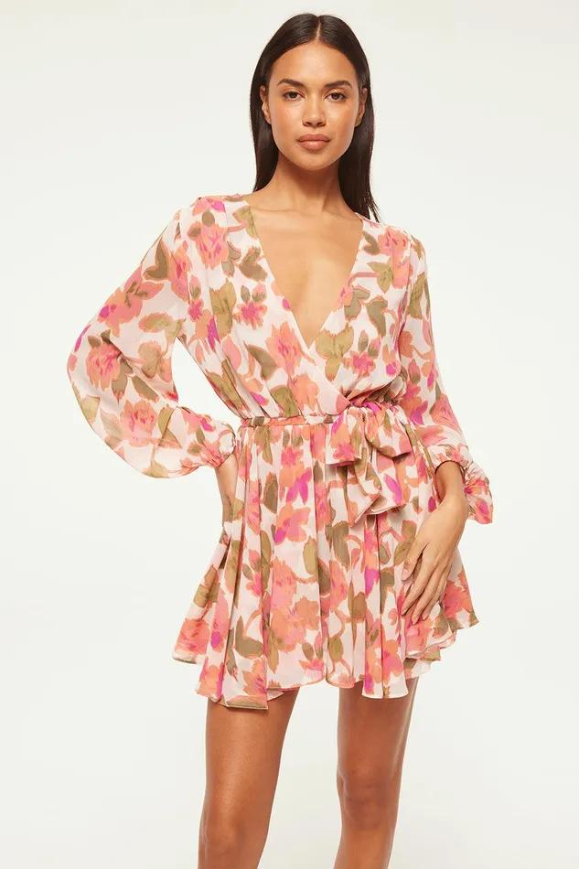 Women MISA Los Angeles Dresses CARIA DRESS Sonoran Flora Chiffon