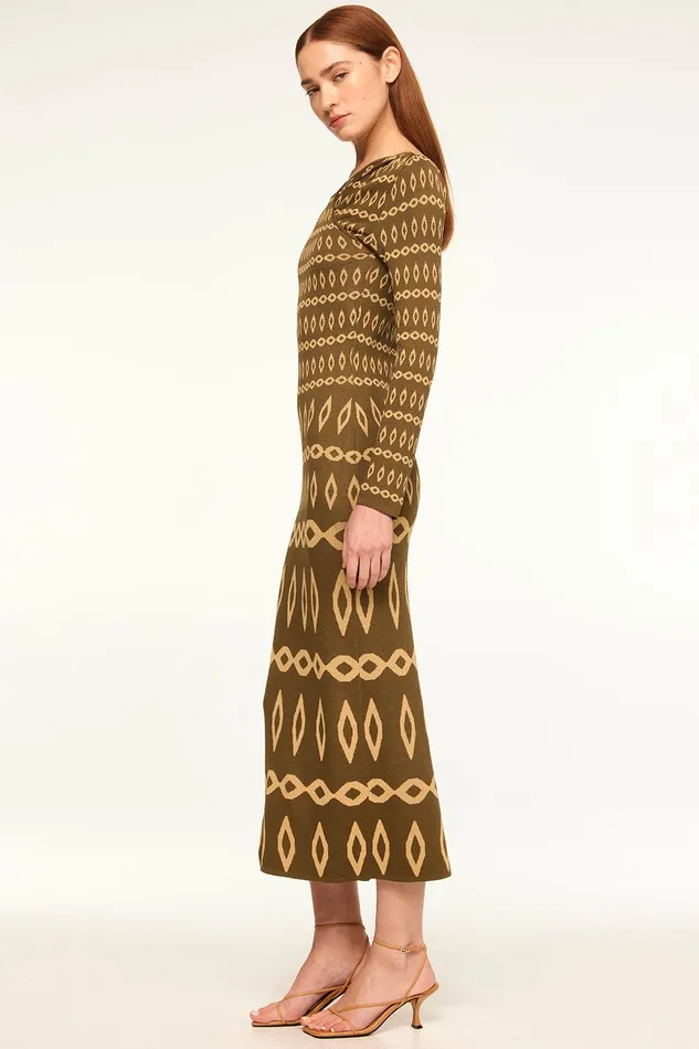 Women MISA Los Angeles Dresses LAINEY DRESS Olive Geo Stripe