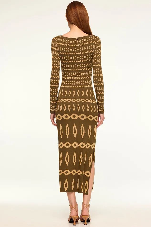 Women MISA Los Angeles Dresses LAINEY DRESS Olive Geo Stripe
