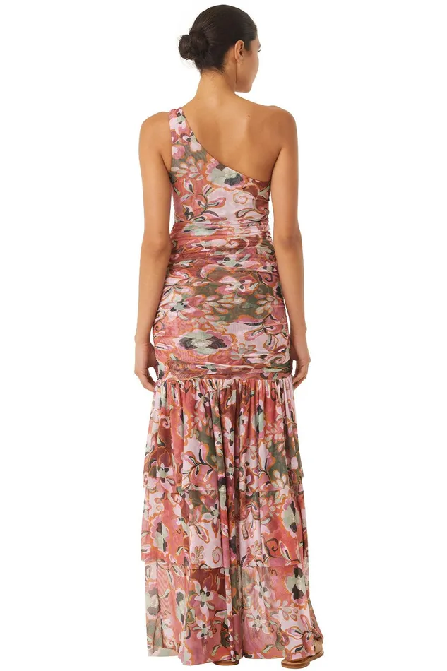 Women MISA Los Angeles Jersey and Mesh ALETHEA DRESS Resort Batik Mesh