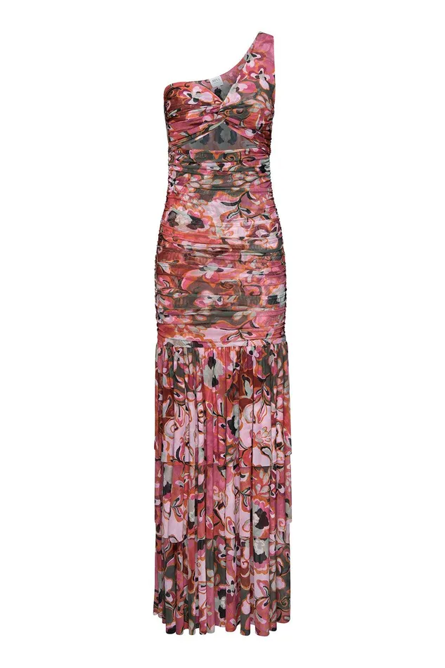Women MISA Los Angeles Jersey and Mesh ALETHEA DRESS Resort Batik Mesh