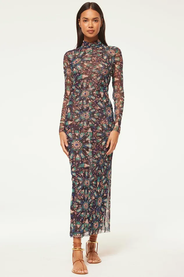 Women MISA Los Angeles Jersey and Mesh LIV DRESS Indigo Burst