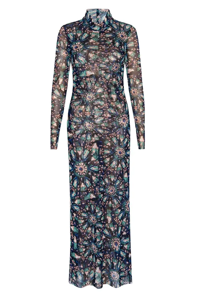 Women MISA Los Angeles Jersey and Mesh LIV DRESS Indigo Burst