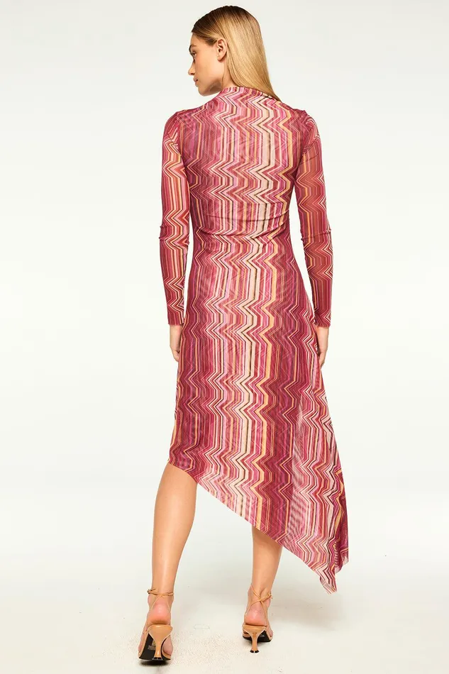 Women MISA Los Angeles Jersey and Mesh MARINA DRESS La Banda Crimson Mesh