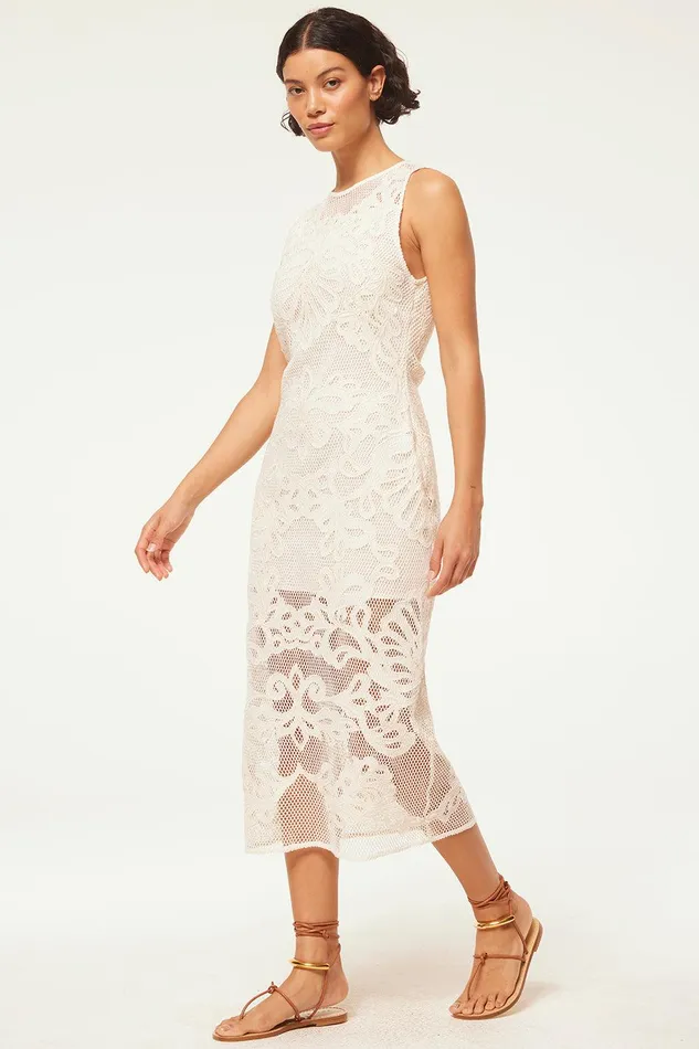 Women MISA Los Angeles Jersey and Mesh SOFANDEH DRESS Embroidered Mesh