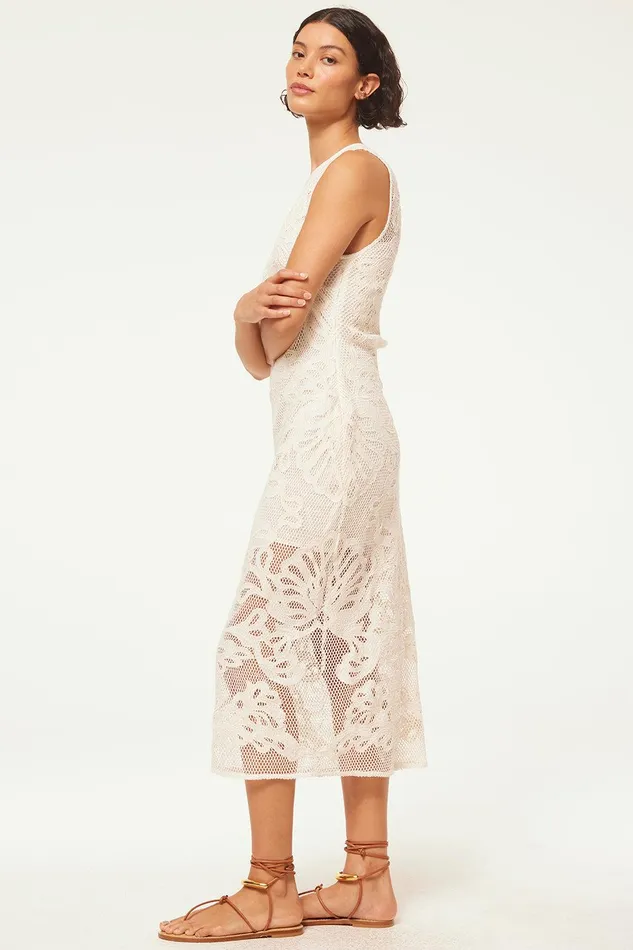 Women MISA Los Angeles Jersey and Mesh SOFANDEH DRESS Embroidered Mesh