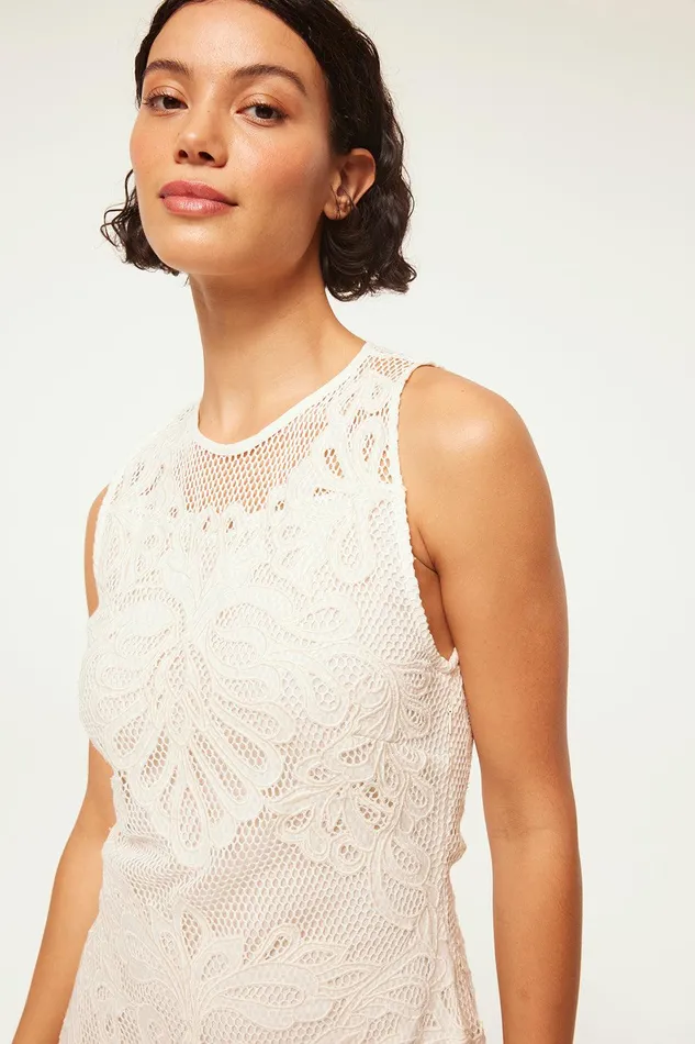 Women MISA Los Angeles Jersey and Mesh SOFANDEH DRESS Embroidered Mesh