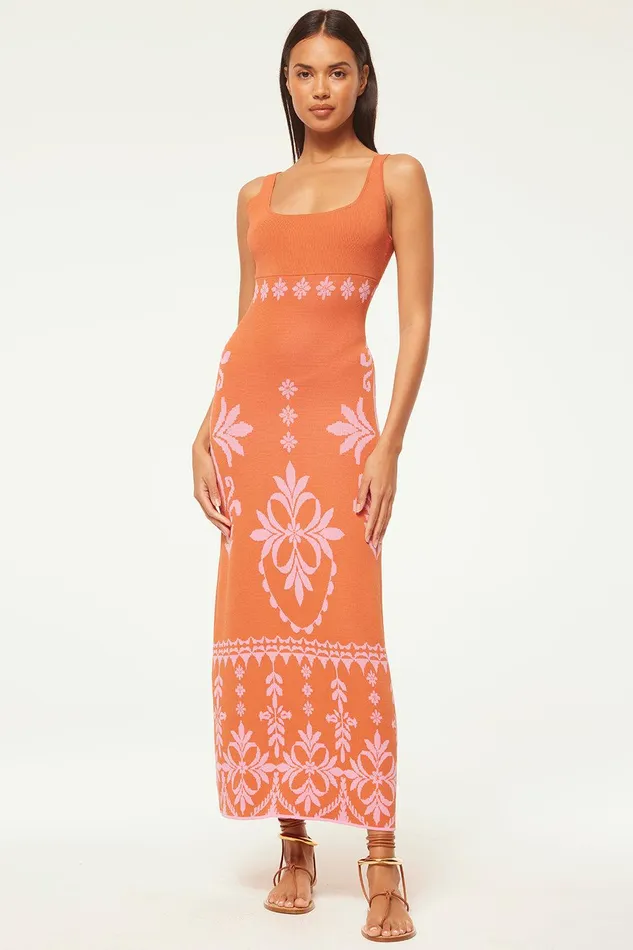 Women MISA Los Angeles Knits KALIL DRESS Pink Flora Santiago