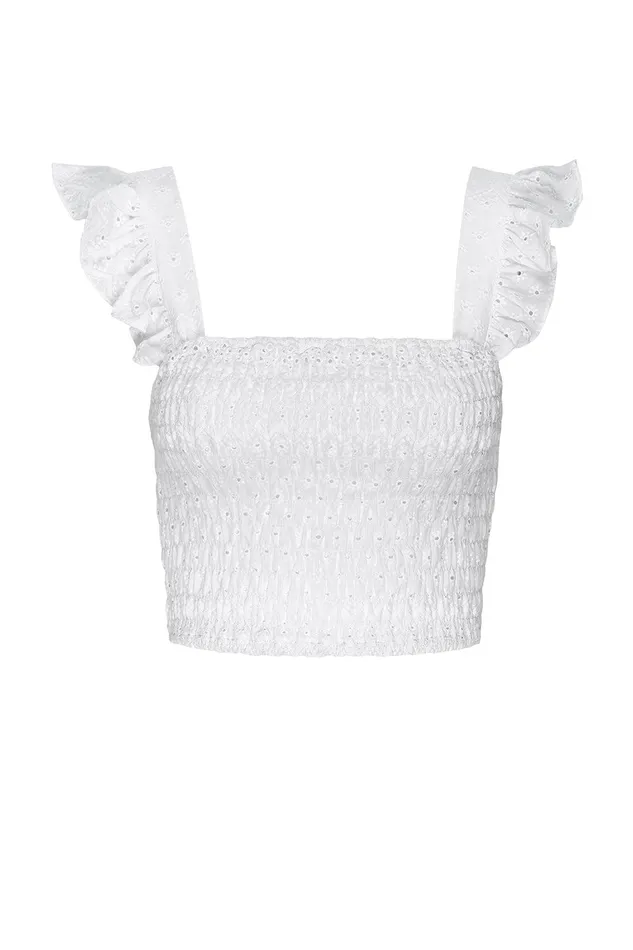 Women MISA Los Angeles Matching Sets ABELIA TOP White Eyelet