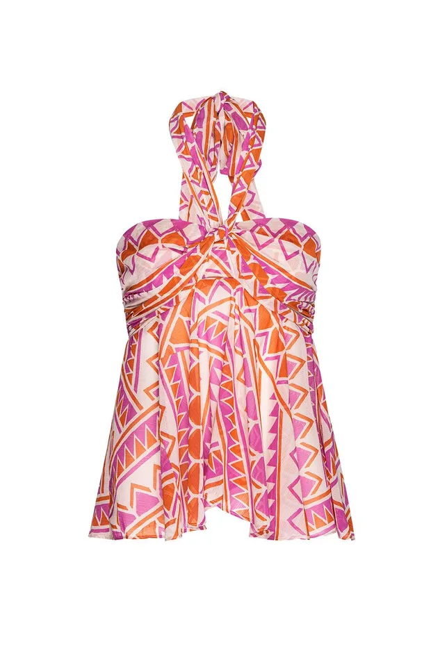 Women MISA Los Angeles Matching Sets AYLIN TOP Aperol Geo