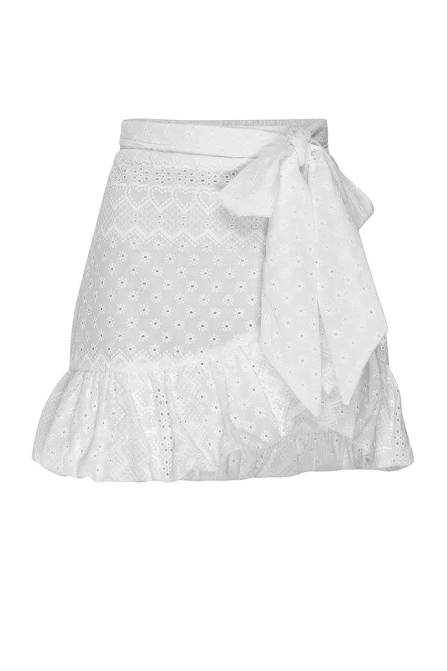 Women MISA Los Angeles Matching Sets EDEN SKIRT White Eyelet