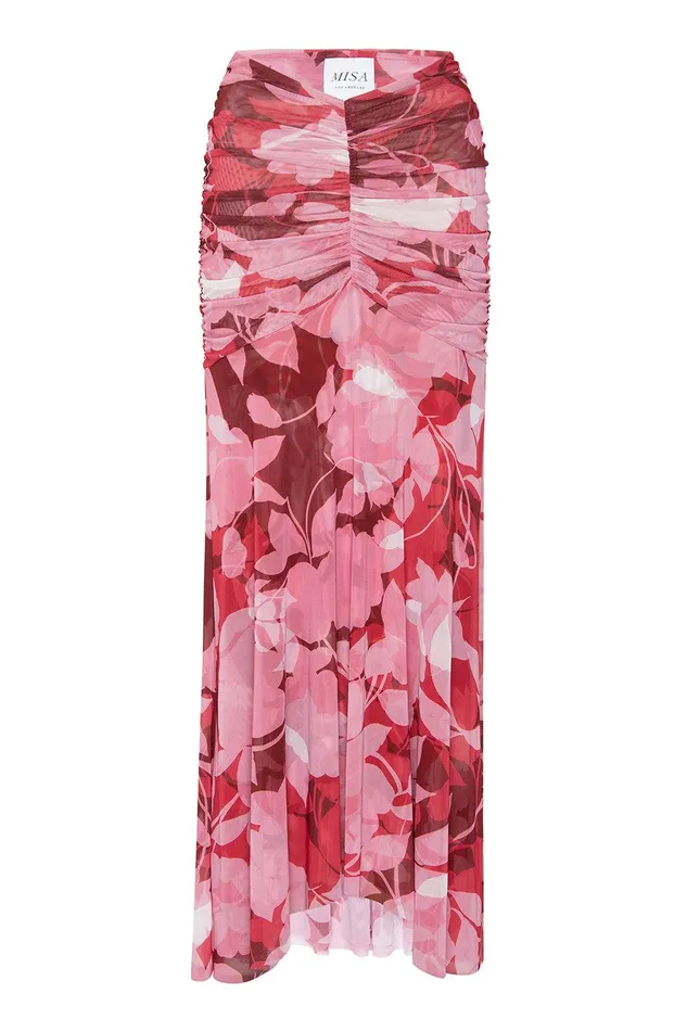 Women MISA Los Angeles Matching Sets OLLIE SKIRT Flora Rosada Mesh