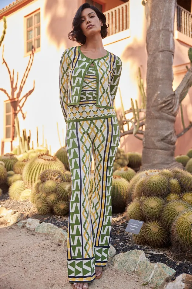 Women MISA Los Angeles Matching Sets RIALTA PANT Limoncello Geo Jacquard