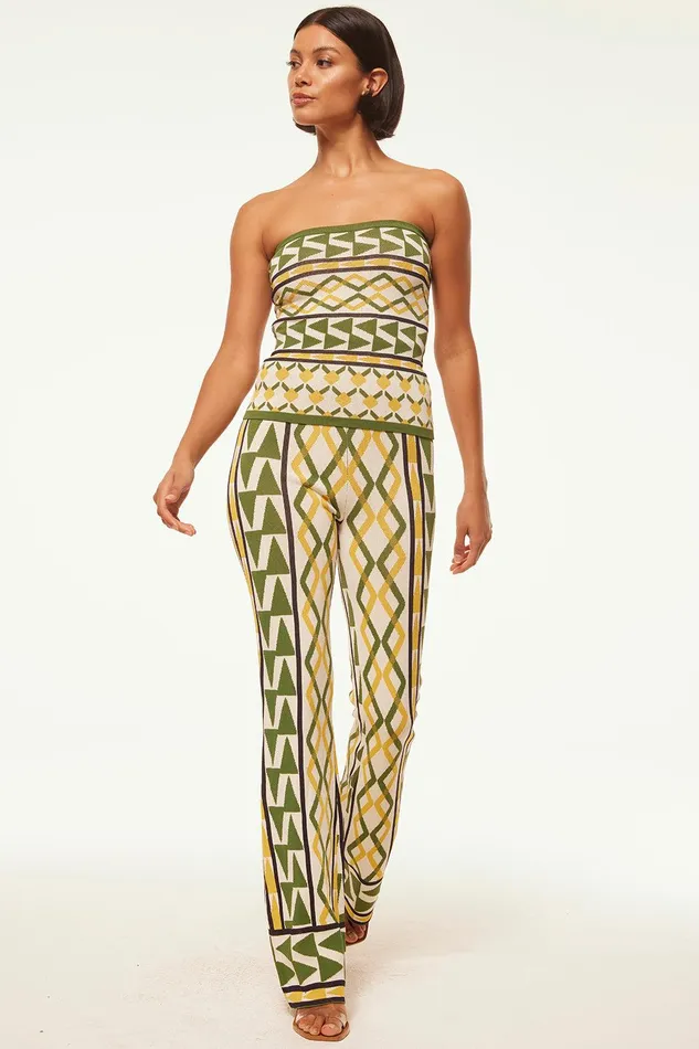 Women MISA Los Angeles Matching Sets RIALTA PANT Limoncello Geo Jacquard