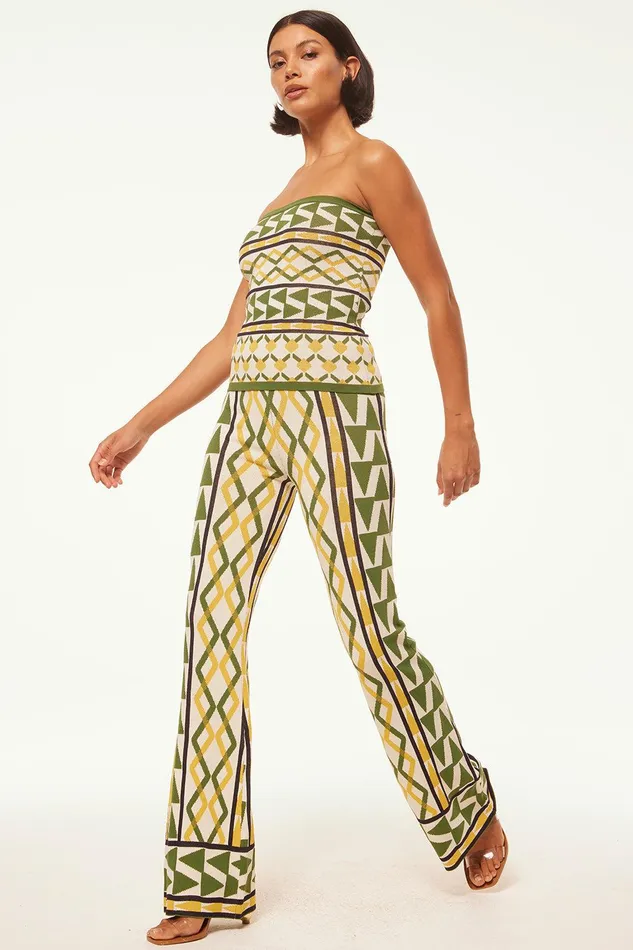 Women MISA Los Angeles Matching Sets RIALTA PANT Limoncello Geo Jacquard