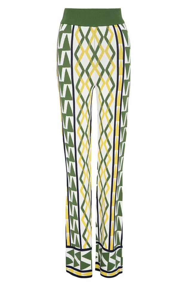 Women MISA Los Angeles Matching Sets RIALTA PANT Limoncello Geo Jacquard