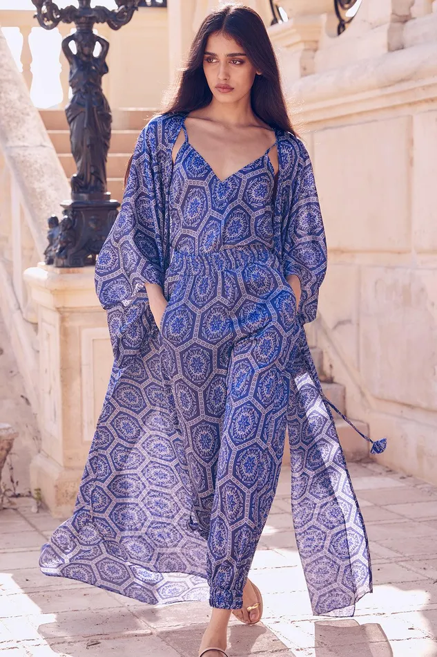 Women MISA Los Angeles Matching Sets VERUSCHKA ROBE Lapis Tile