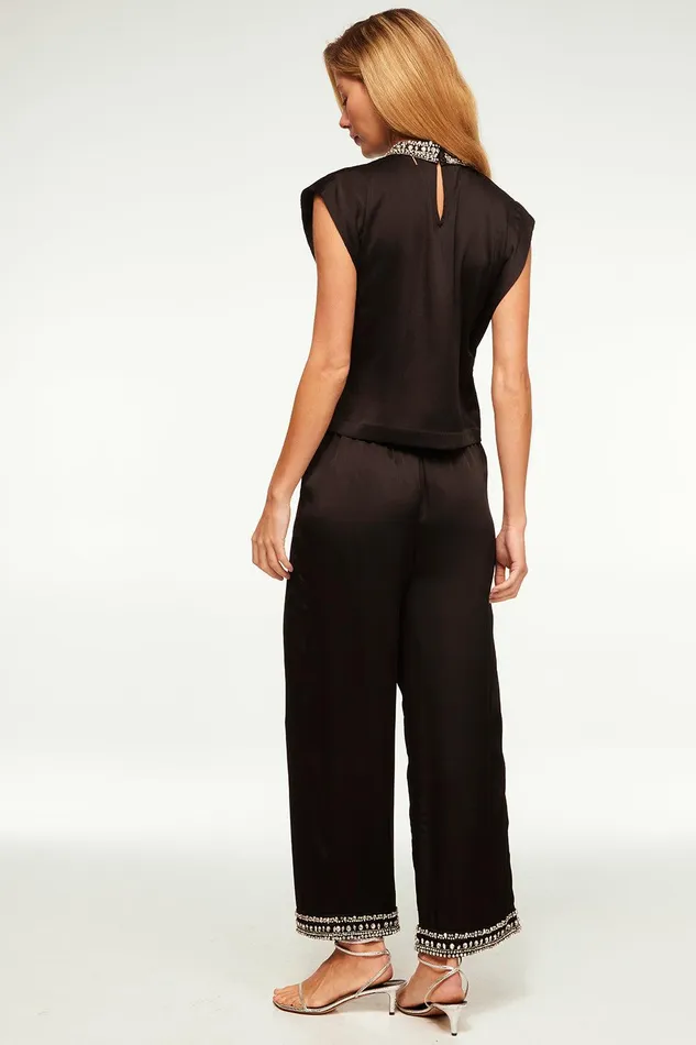 Women MISA Los Angeles Pants LEIA PANT Black Satin