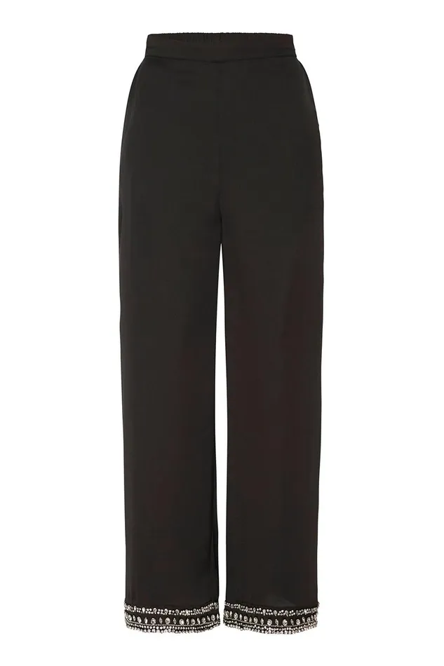 Women MISA Los Angeles Pants LEIA PANT Black Satin