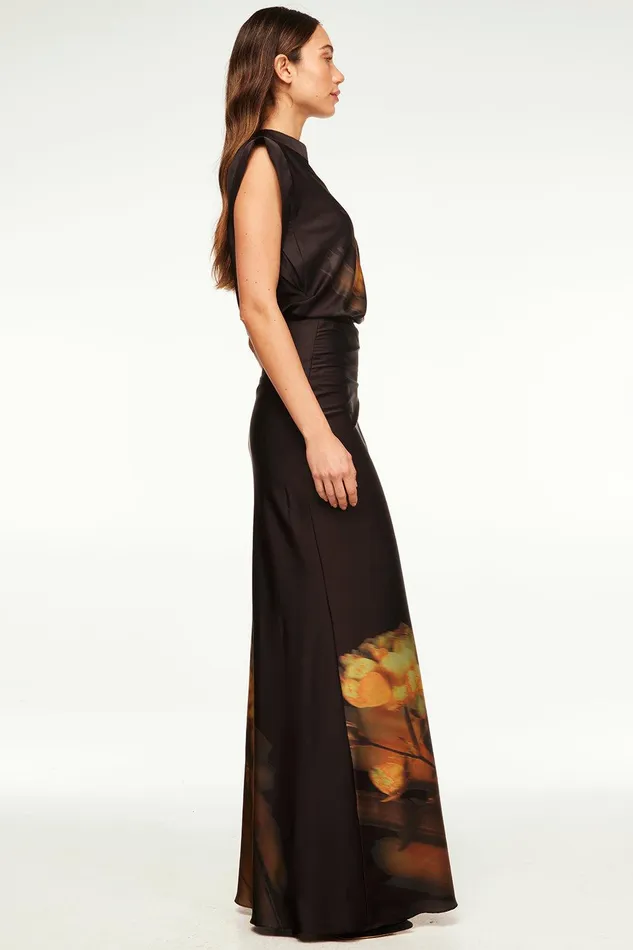 Women MISA Los Angeles Skirts and Shorts SIERRA SKIRT Yellow Rose Satin