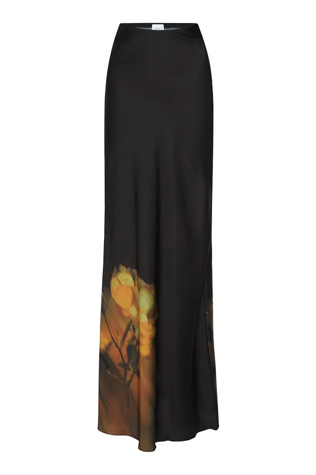 Women MISA Los Angeles Skirts and Shorts SIERRA SKIRT Yellow Rose Satin