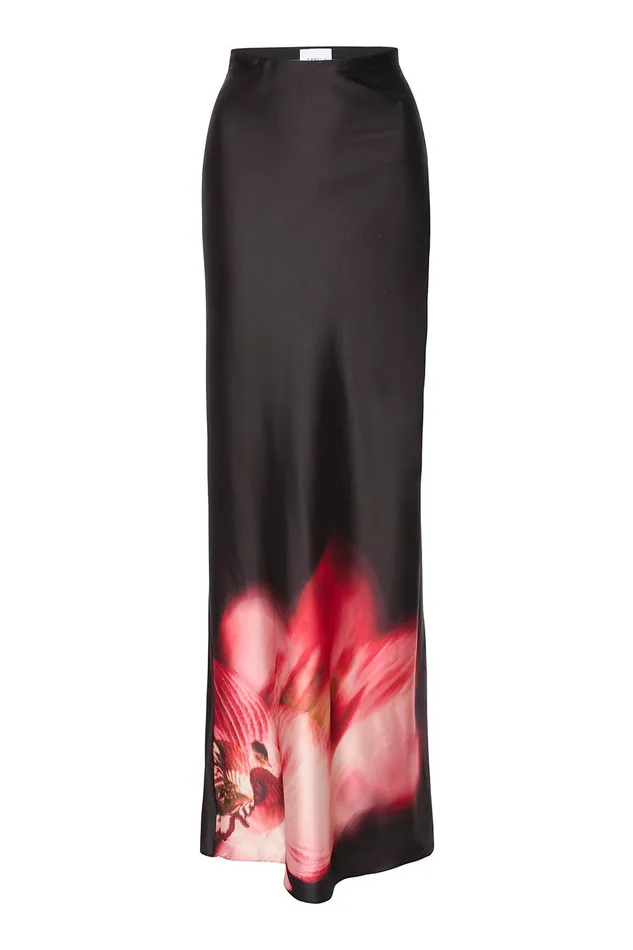 Women MISA Los Angeles Skirts and Shorts SIERRA SKIRT Yellow Rose Satin
