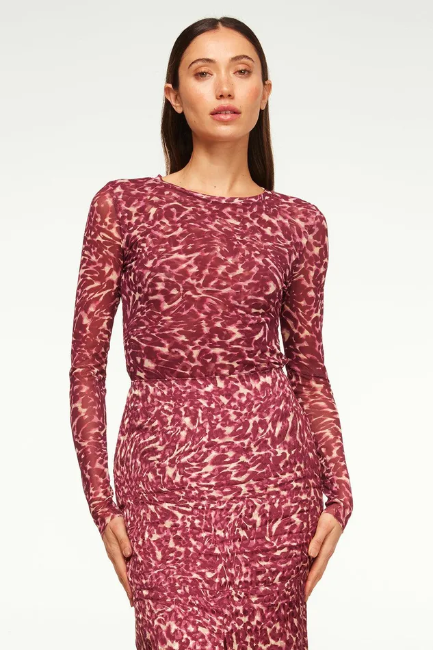 Women MISA Los Angeles Tops LULA TOP Fauna Abstract Mesh