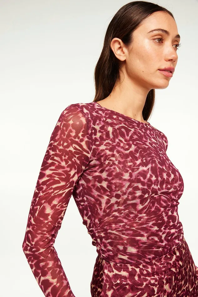 Women MISA Los Angeles Tops LULA TOP Fauna Abstract Mesh