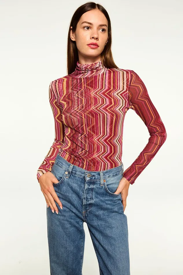 Women MISA Los Angeles Tops NADJA TOP La Banda Crimson Mesh