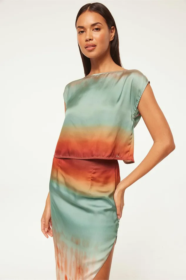Women MISA Los Angeles Tops ZENDA TOP Carnelian Ombre