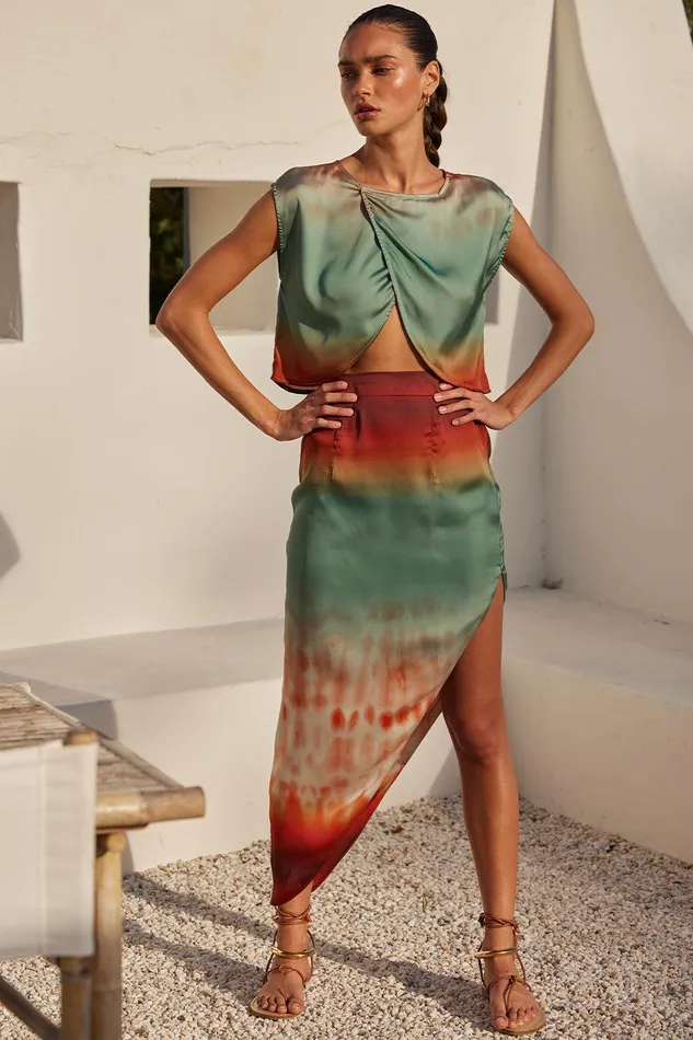Women MISA Los Angeles Tops ZENDA TOP Carnelian Ombre