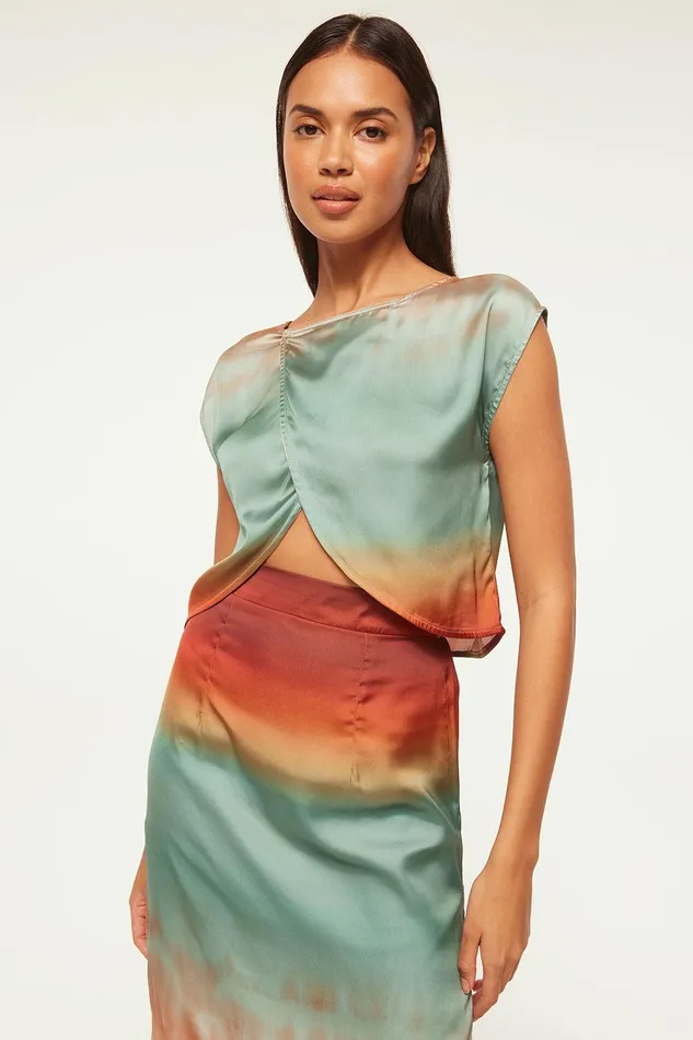 Women MISA Los Angeles Tops ZENDA TOP Carnelian Ombre