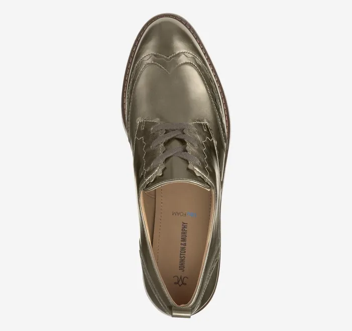 Women Mitzi Scalloped Wingtip Bronze Metallic Italian Sheepskin JohnstonandMurphy Mules and Loafers Women Mitzi Scalloped Wingtip Bronze Metallic Italian Sheepskin JohnstonandMurphy Mules and Loafers