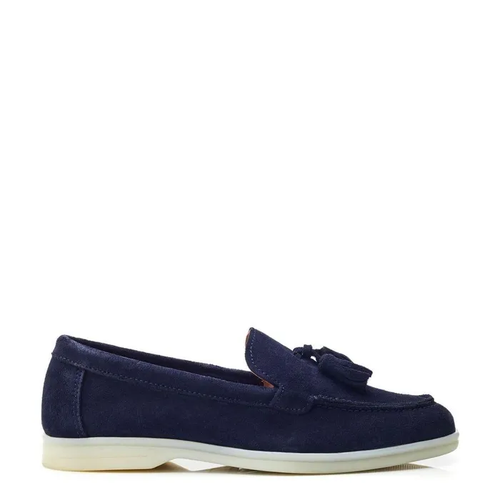 Women Moda In Pelle Flat And Ballerina Shoes Effie Navy Suede