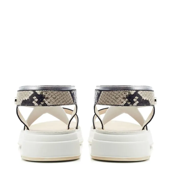 Women Moda In Pelle Flatform Sandals Rosanne Natural Snake Snake Print