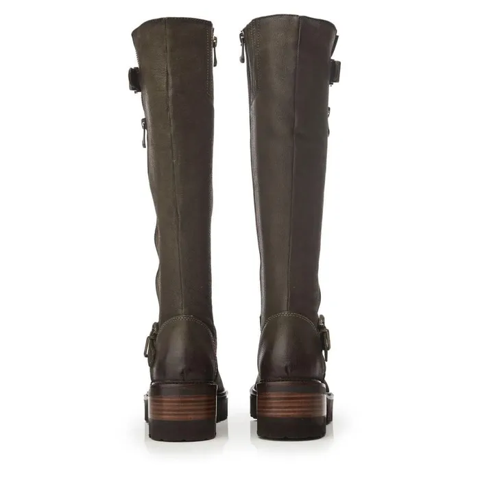 Women Moda In Pelle Knee High Boots Dori Olive Nubuck
