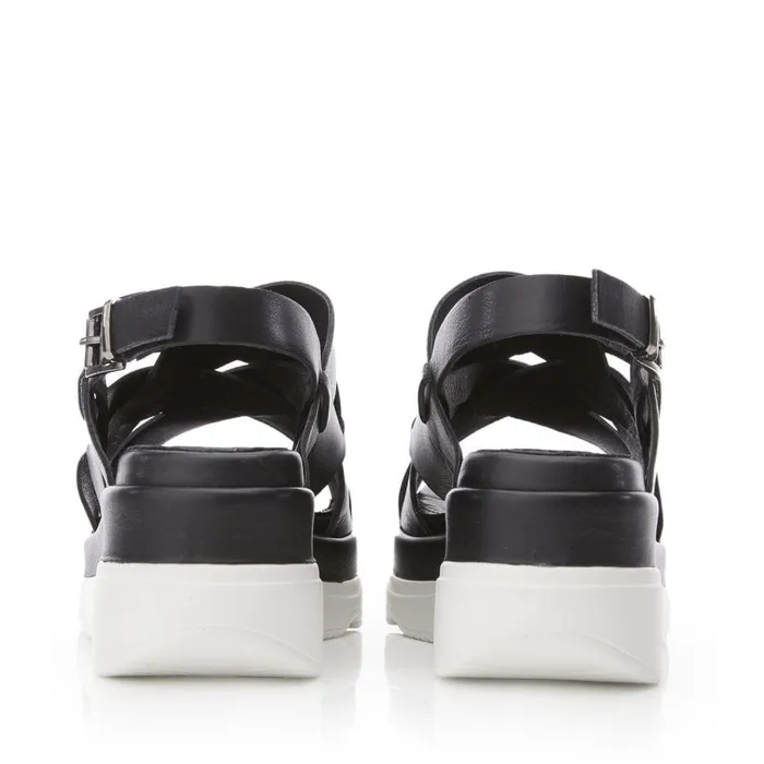 Women Moda In Pelle Wedge Sandals Shoon Sh Ilko Black Leather Women Moda In Pelle Wedge Sandals Shoon Sh Ilko Black Leather