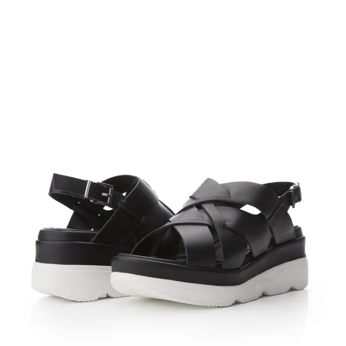 Women Moda In Pelle Wedge Sandals Shoon Sh Ilko Black Leather Women Moda In Pelle Wedge Sandals Shoon Sh Ilko Black Leather