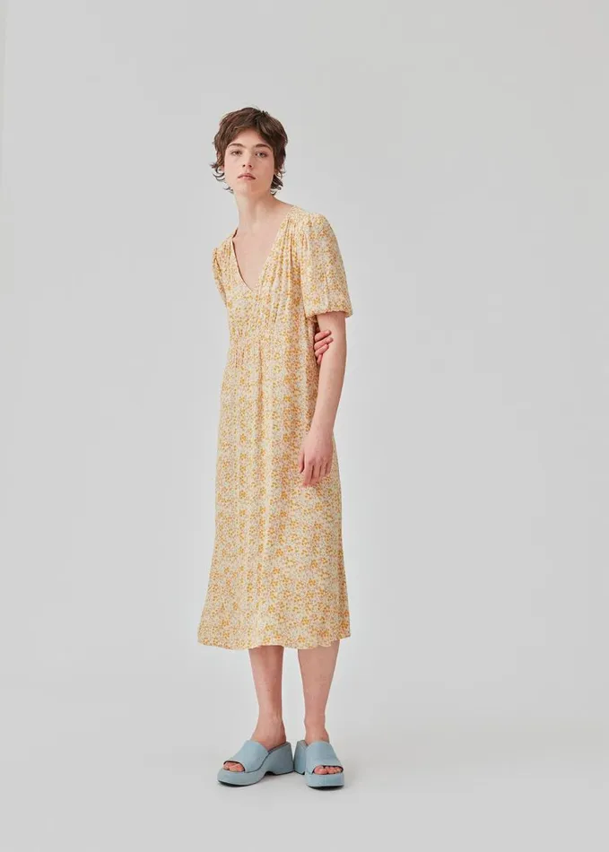 Women Modstrm Dresses RavenMD Long Print Dress Bobble Bloom Peach