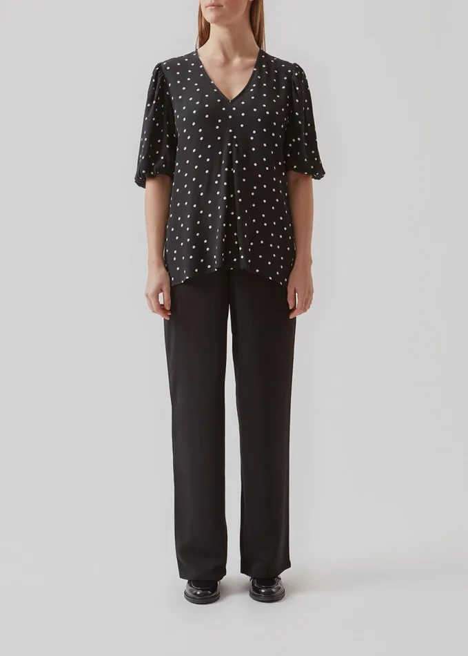 Women Modstrm Tops RidderMD Print Top Black Polka Dot