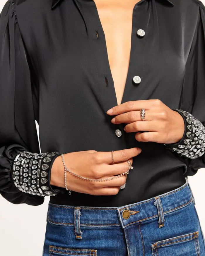 Women Monroe Button Down Top Black Ramy Brook Tops Women Monroe Button Down Top Black Ramy Brook Tops
