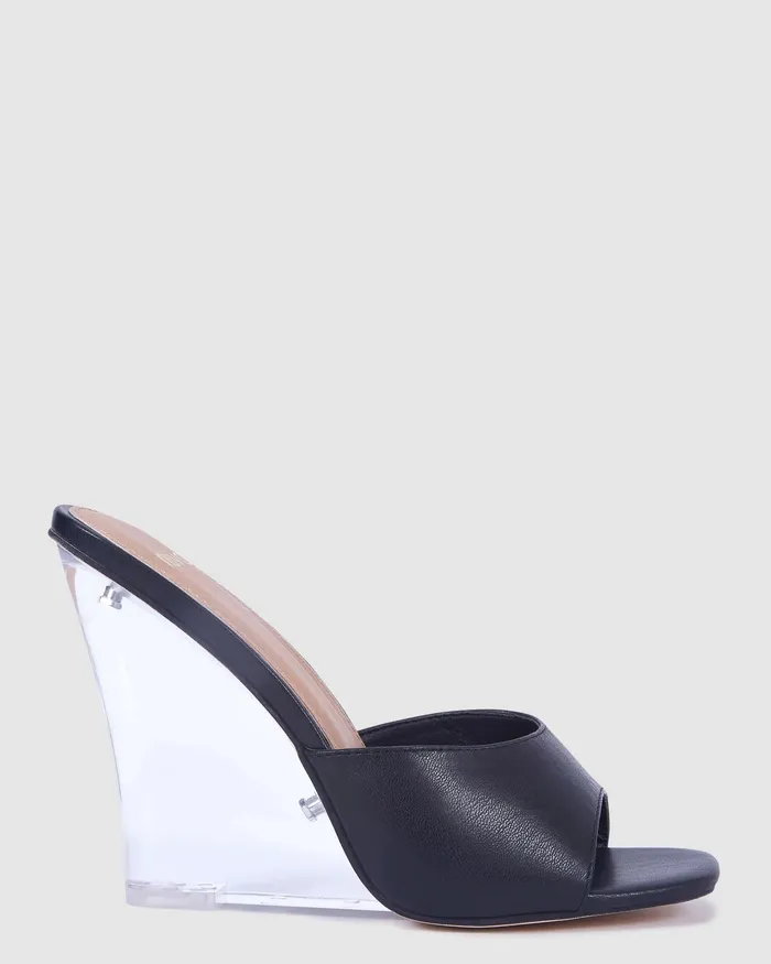 Women Mules NOVO Shoes BENNETT BLACK Wedge Heels