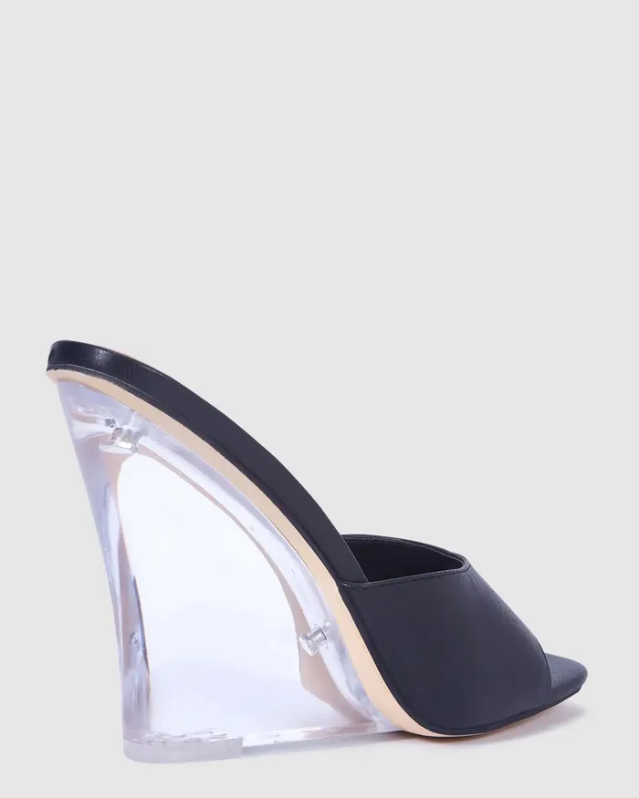 Women Mules NOVO Shoes BENNETT BLACK Wedge Heels