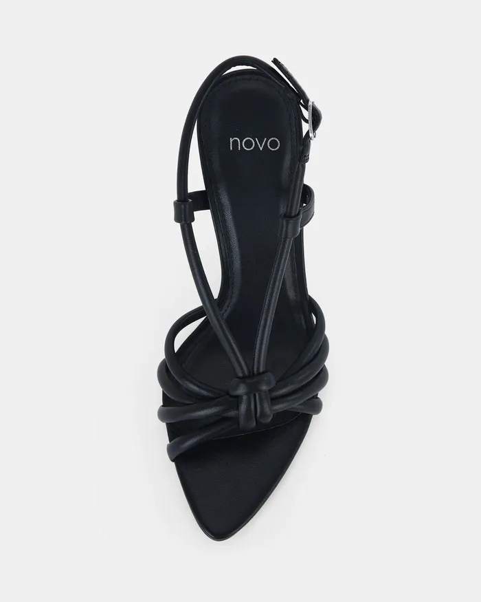 Women NOVO Shoes LIONEL BLACK Open Toe Heels Stilettos
