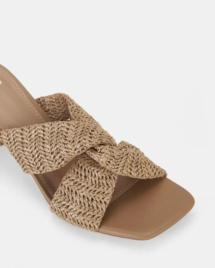 Women NOVO Shoes URBINOS NATURAL RAFFIA Open Toe Heels Party
