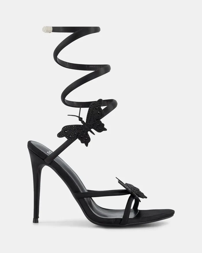 Women NOVO Shoes ZAISHA BLACK Open Toe Heels Party