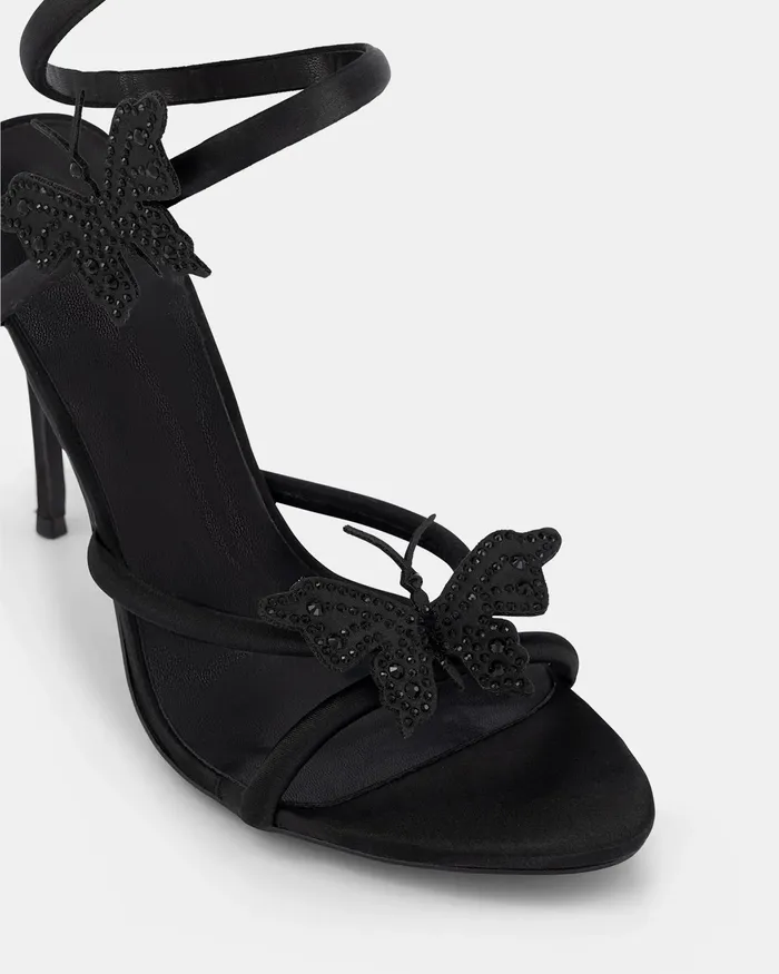 Women NOVO Shoes ZAISHA BLACK Open Toe Heels Party